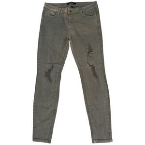 Angel Kiss Juniors Distressed Skinny Jeans in Olive Green Size 9